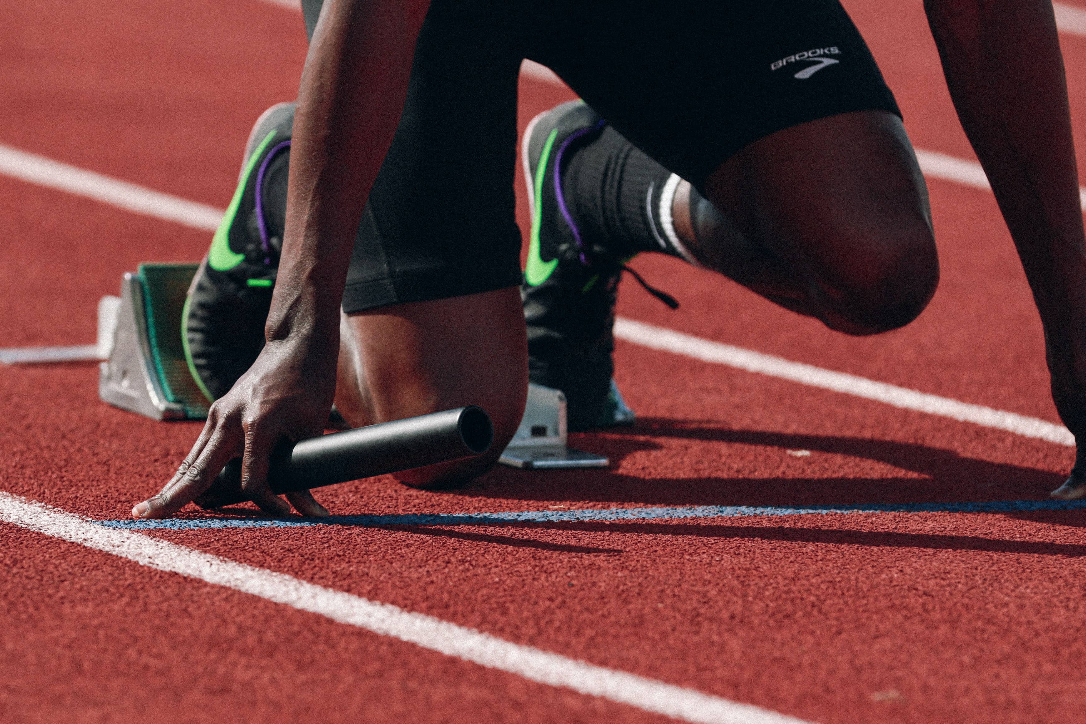 sprint runner getting ready to race